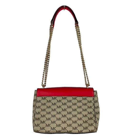 Michael Kors Signature Colorblock Shoulder Bag Pink Chain Strap NEW - Picture 4 of 5